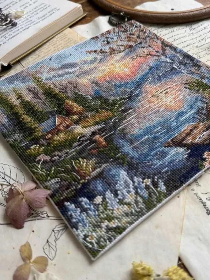 Beldizart Kryželių siuvinėjimo rinkinys "Ramus krantas" 19 x 18,5 cm SANT-21