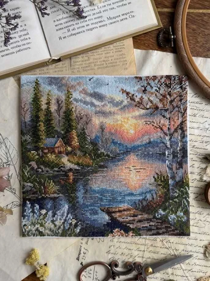 Beldizart Kryželių siuvinėjimo rinkinys "Ramus krantas" 19 x 18,5 cm SANT-21