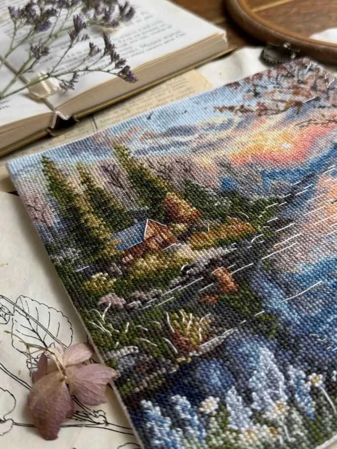 Beldizart Kryželių siuvinėjimo rinkinys "Ramus krantas" 19 x 18,5 cm SANT-21