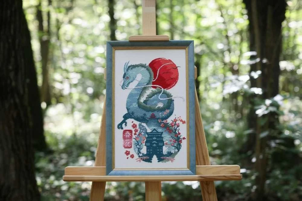 Beldizart Skaičiuojamo kryželio rinkinys "Smaragdinis drakonas" 21x32.5 cm S/MG025