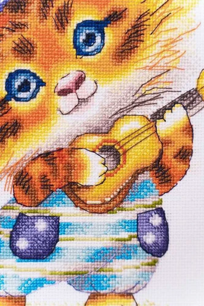 Beldizart (Nebegaminama) Kryželiu siuvinėjimo rinkinys "Tigras-gitaristas" 22.3 × 18.3 cm S/VK068