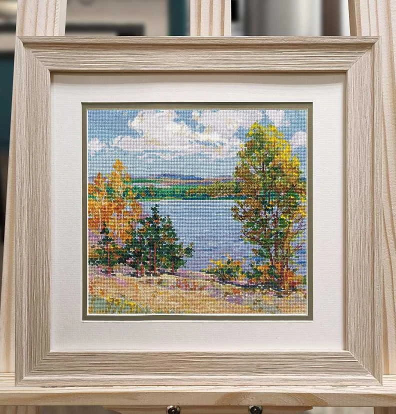 Oven Beldizart Kryželių siuvinėjimo rinkinys "Ruduo prie upės" 23x23 cm S1651