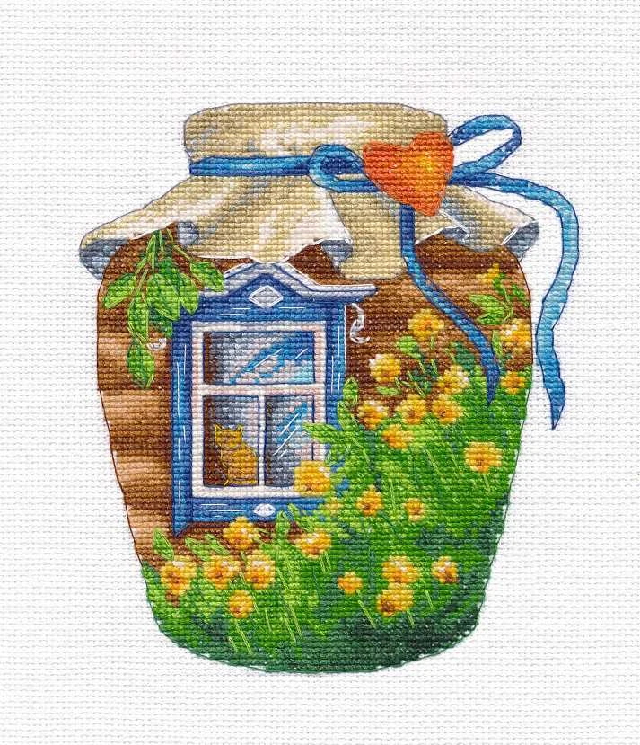 Oven Beldizart Kryželiu siuvinėjimo rinkinys "Vasara stiklainyje" 13x15 cm S1657