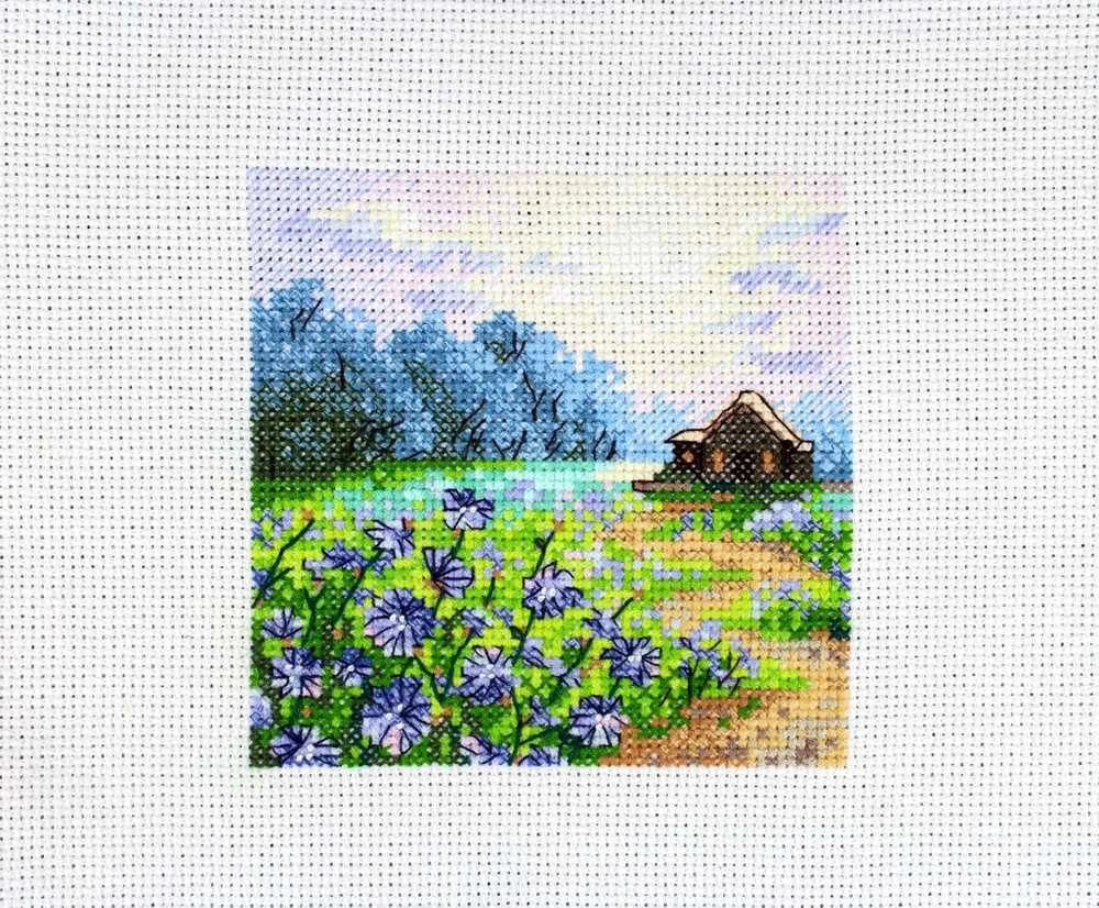 MP Studia Beldizart Kryželiu siuvinėjimo rinkinys "Kraštovaizdis su cikorija" 11x11 cm SM-1234