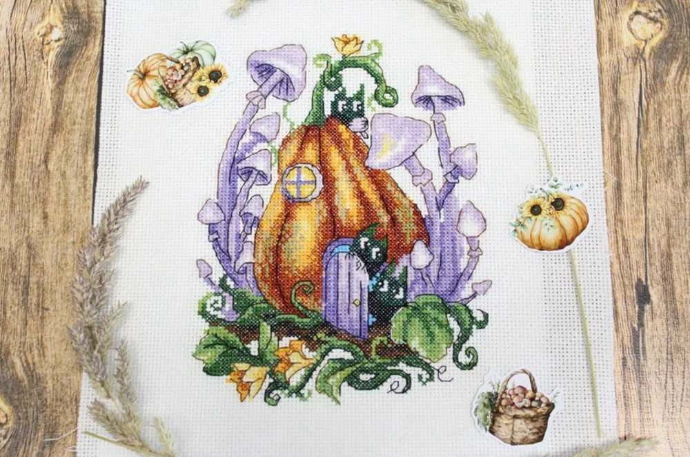 MP Studia Beldizart Kryželių siuvinėjimo rinkinys "Moliūgų namas" 19x14 cm SM-752