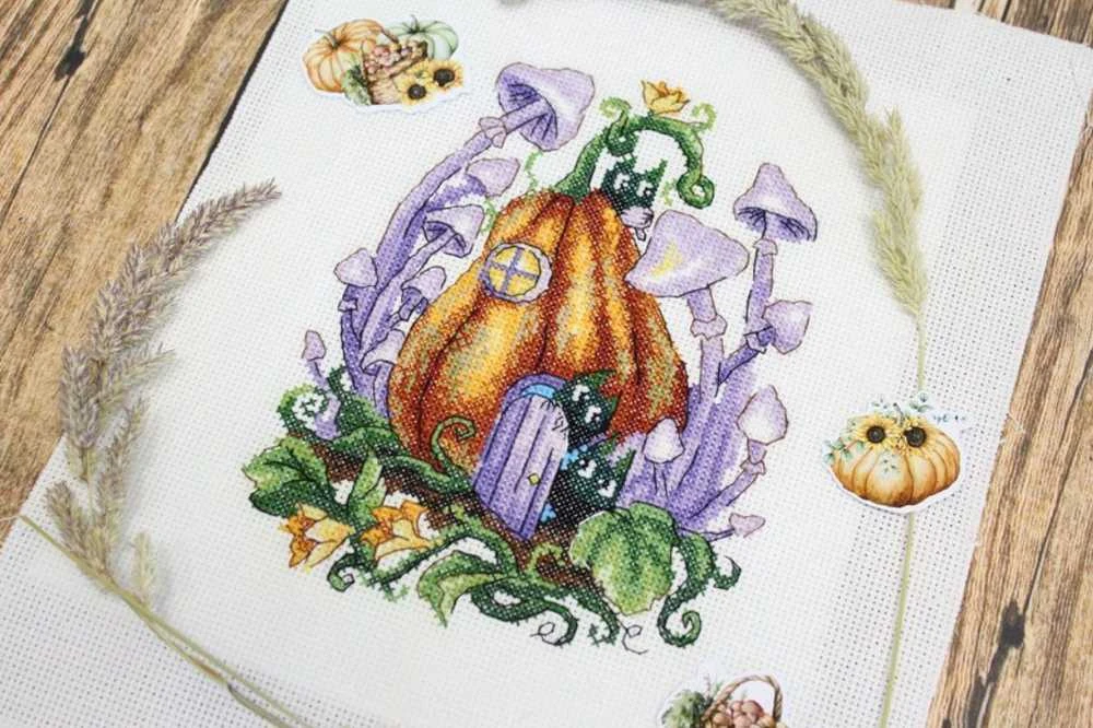 MP Studia Beldizart Kryželių siuvinėjimo rinkinys "Moliūgų namas" 19x14 cm SM-752