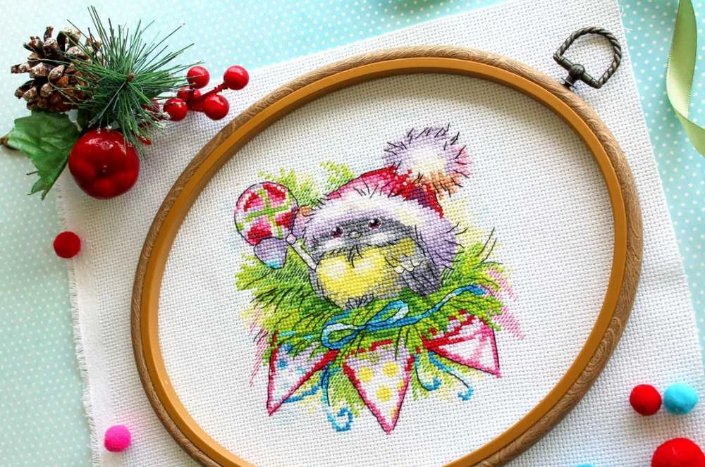 MP Studia Beldizart Kryželiu siuvinėjimo rinkinys "Žiemos paukštis" 15x14 cm SM-757 (D)