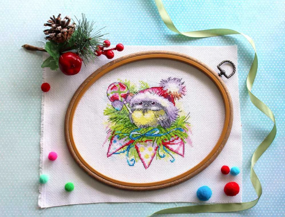 MP Studia Beldizart Kryželiu siuvinėjimo rinkinys "Žiemos paukštis" 15x14 cm SM-757 (D)