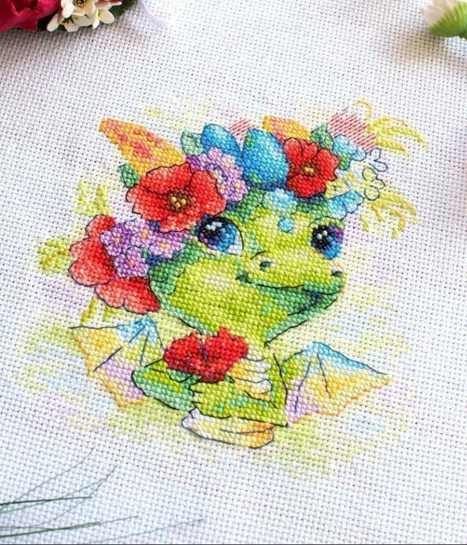 MP Studia Beldizart Siuvinėjimo kryželiu rinkinys "Romantiškas drakonas" 15x15 cm SM-758 (D)