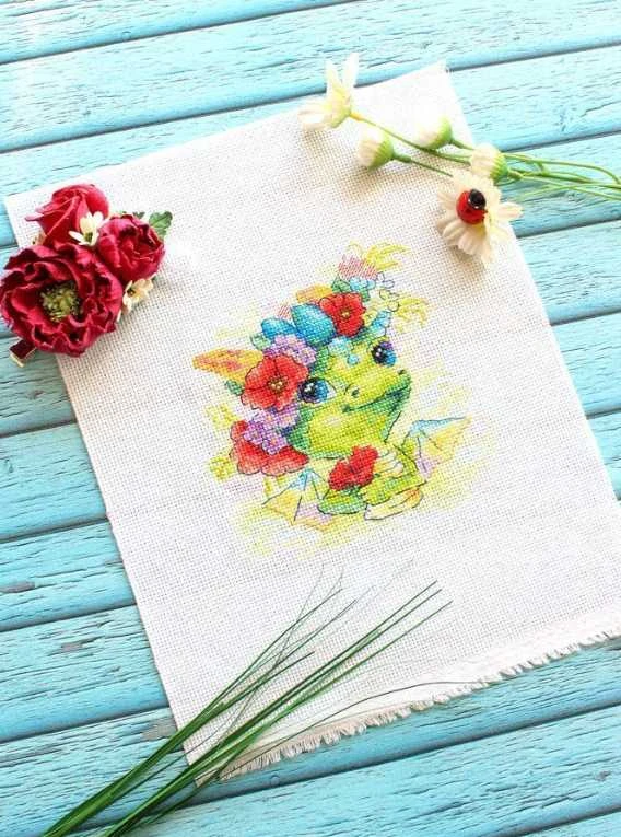 MP Studia Beldizart Siuvinėjimo kryželiu rinkinys "Romantiškas drakonas" 15x15 cm SM-758 (D)