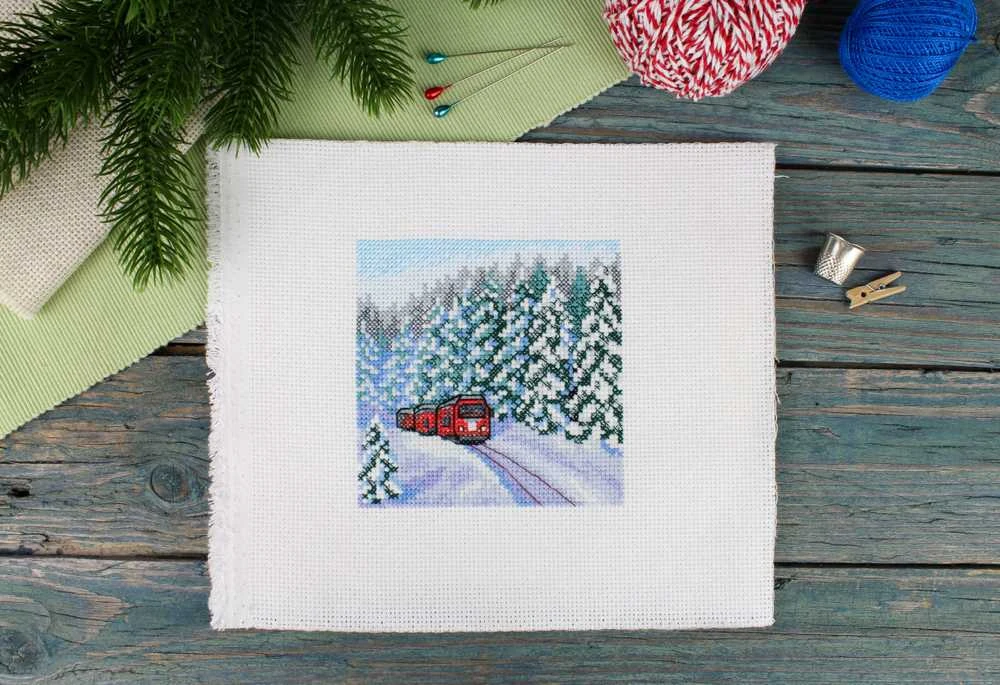 MP Studia Beldizart Kryželiu siuvinėjimo rinkinys "Per žiemos mišką" 11x11 cm SM-988