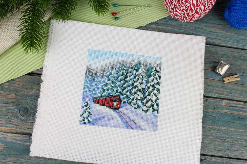 MP Studia Beldizart Kryželiu siuvinėjimo rinkinys "Per žiemos mišką" 11x11 cm SM-988
