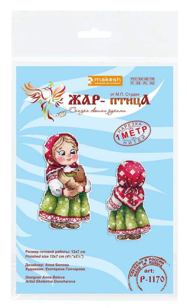 MP Studia Beldizart Kryželiu siuvinėjimo rinkinys "Mergaitė su višta" 12x7 cm SR-1170