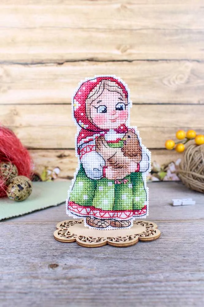 MP Studia Beldizart Kryželiu siuvinėjimo rinkinys "Mergaitė su višta" 12x7 cm SR-1170