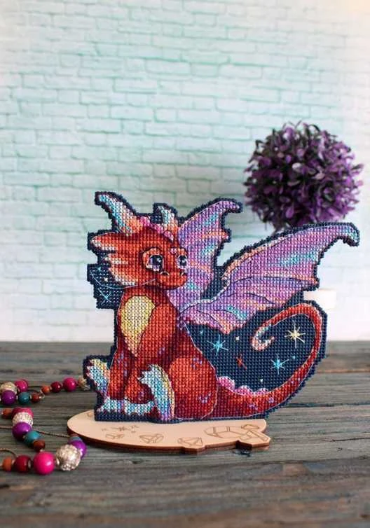 MP Studia Beldizart Kryželiu siuvinėjimo rinkinys ant plastikinio drobės "Midnight Dragon" 12x15 cm SR-889