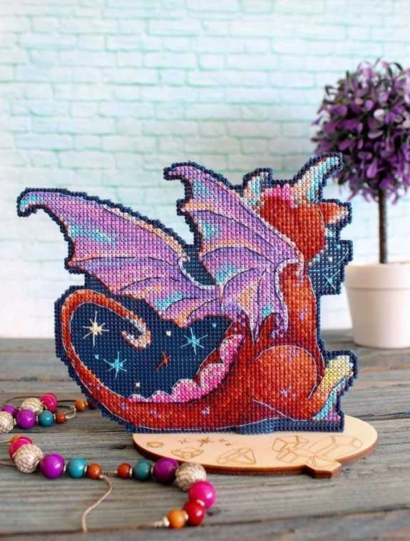 MP Studia Beldizart Kryželiu siuvinėjimo rinkinys ant plastikinio drobės "Midnight Dragon" 12x15 cm SR-889
