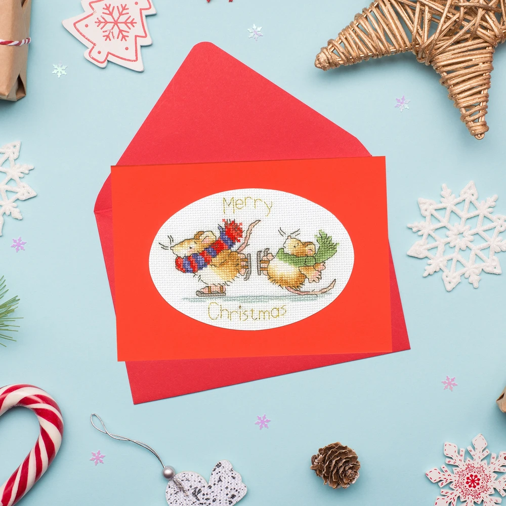Bothy Threads Cross stitch "Christmas Card - Mice On Ice" XMAS63 13x9 cm