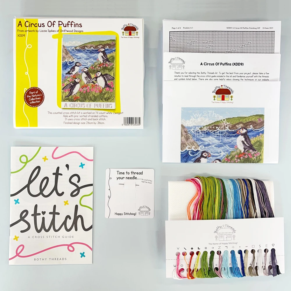 Bothy Threads Cross stitch kit "A Circus Of Puffins" XDD9 26x36 cm