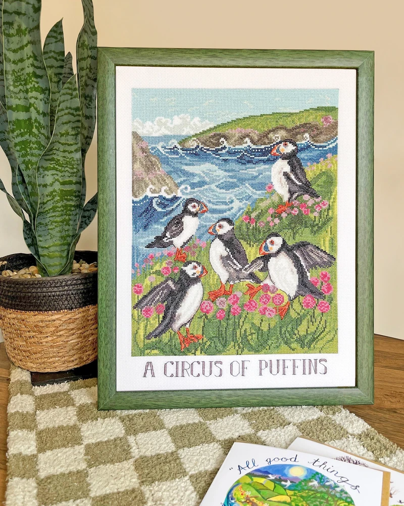 Bothy Threads Cross stitch kit "A Circus Of Puffins" XDD9 26x36 cm
