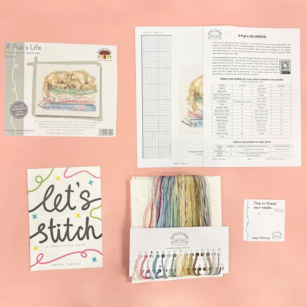 Bothy Threads Cross stitch kit "A Pup's Life" XHD153 30x26 cm