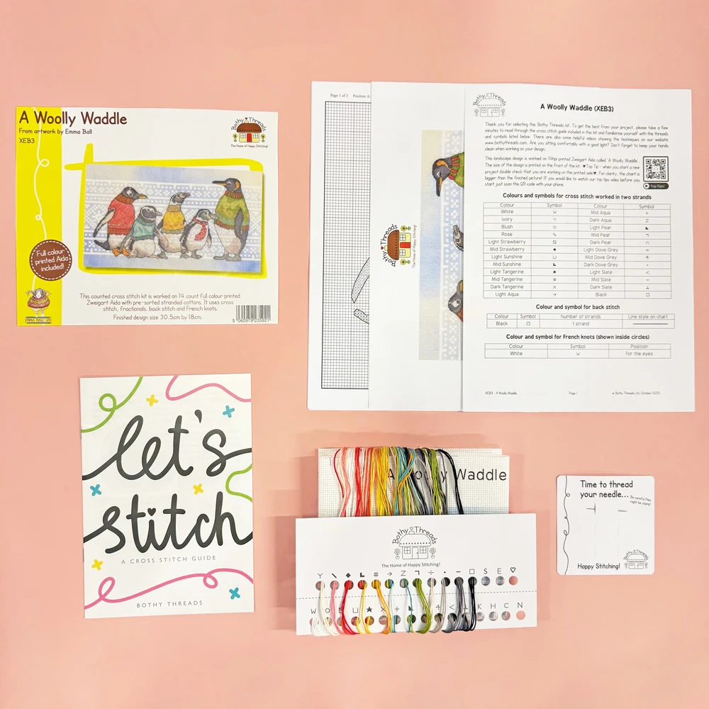 Bothy Threads Cross stitch kit "A Woolly Waddle" XEB3 30.5x18 cm