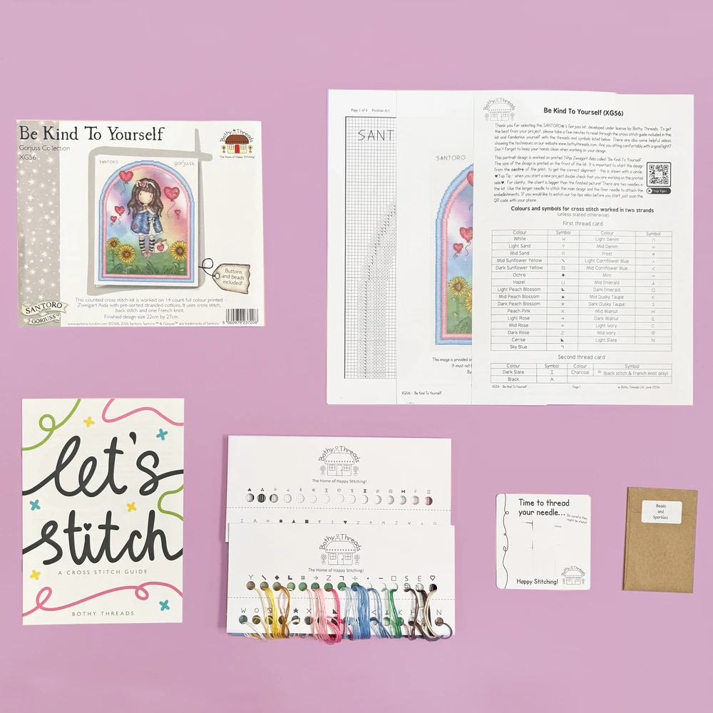 Bothy Threads Cross stitch kit "Be Kind To Yourself" XG56 22x27 cm