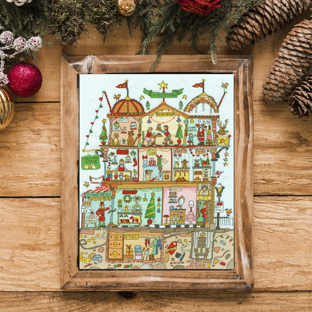 Bothy Threads Cross stitch kit "Cut Thru' Christmas Department Store" XCT38 26x34 cm