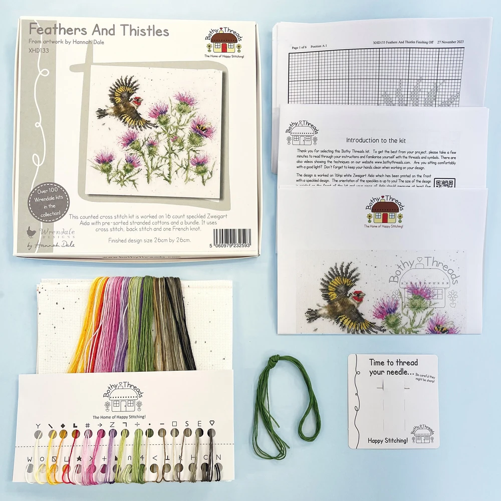 Bothy Threads Cross stitch kit "Feathers And Thistles" XHD133 26x26 cm