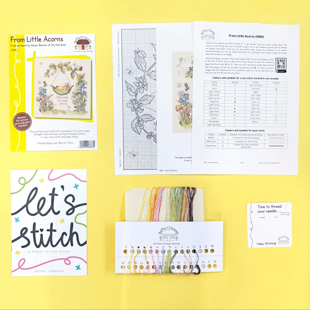 Bothy Threads Cross stitch kit "From Little Acorns" XSN1 18x19 cm