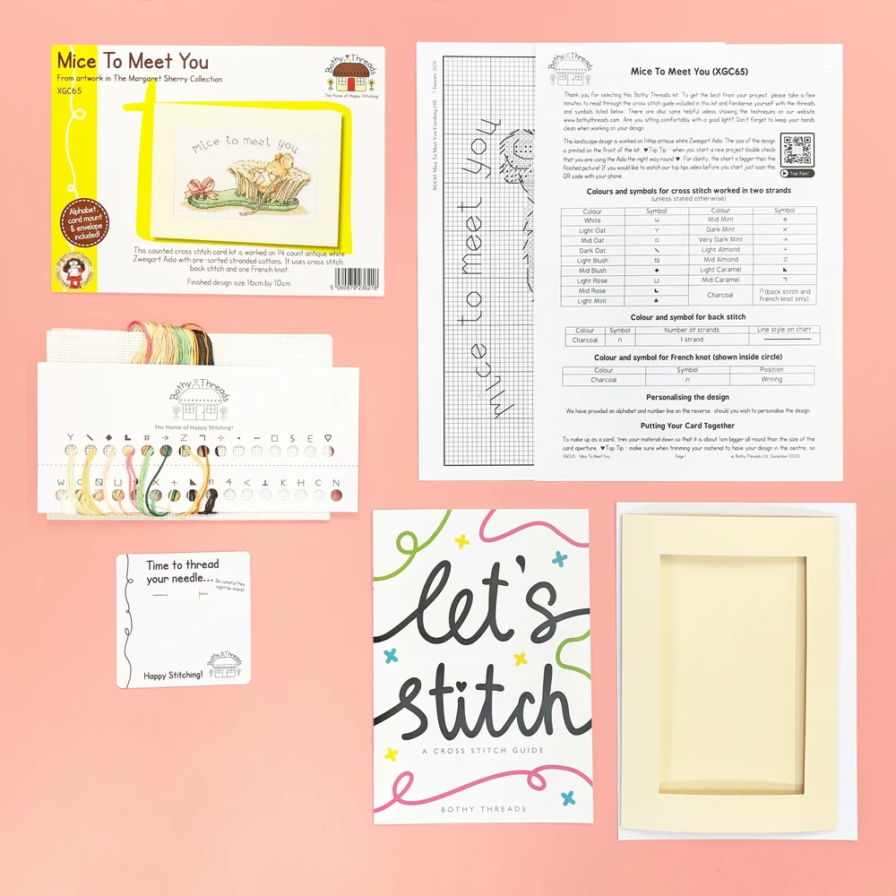 Bothy Threads Cross stitch kit "Greeting Card - Mice To Meet You" XGC65 16x10 cm