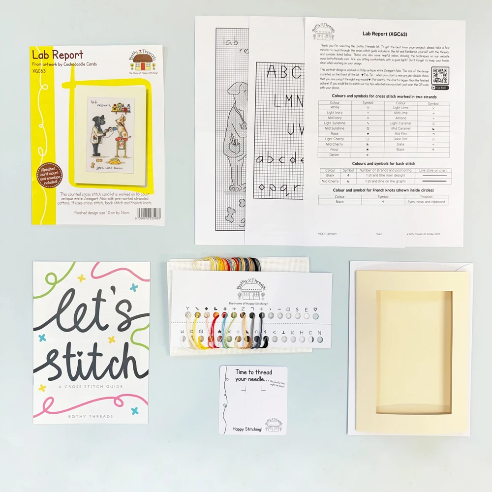 Bothy Threads Cross stitch kit "Greeting Card - Lab Report" XGC63 10x16 cm