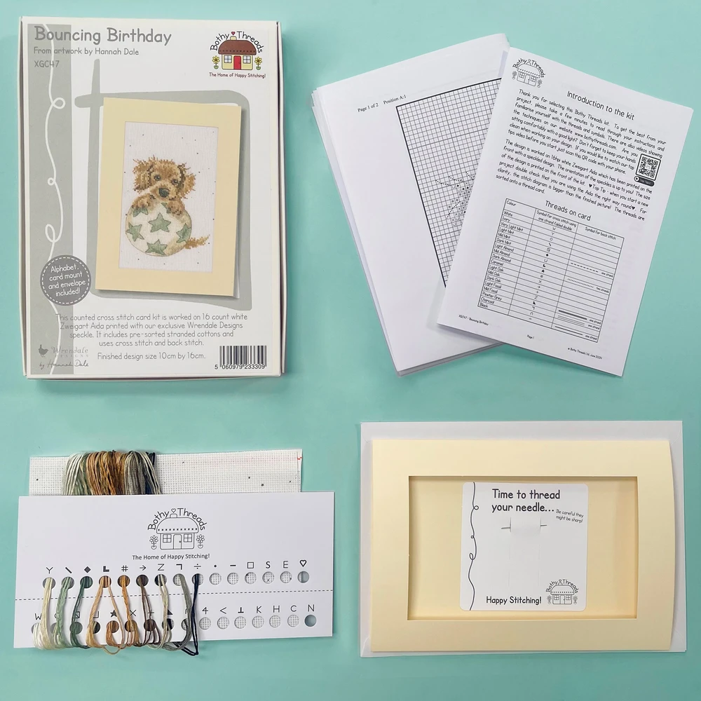 Bothy Threads Cross stitch kit "Greeting Card - Bouncing Birthday" XGC47 10x16 cm