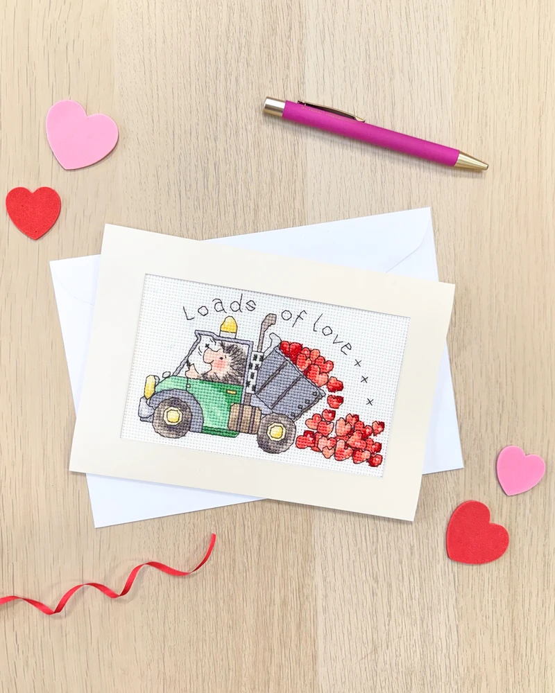 Bothy Threads Cross stitch kit "Greeting Card - Loads Of Love" XGC64 16x10 cm