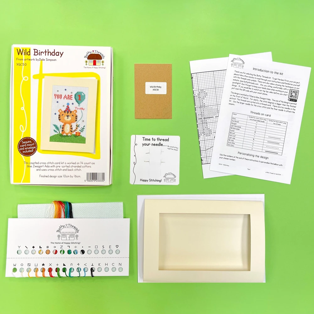 Bothy Threads Cross stitch kit "Greeting Card - Wild Birthday" XGC50 10x16 cm