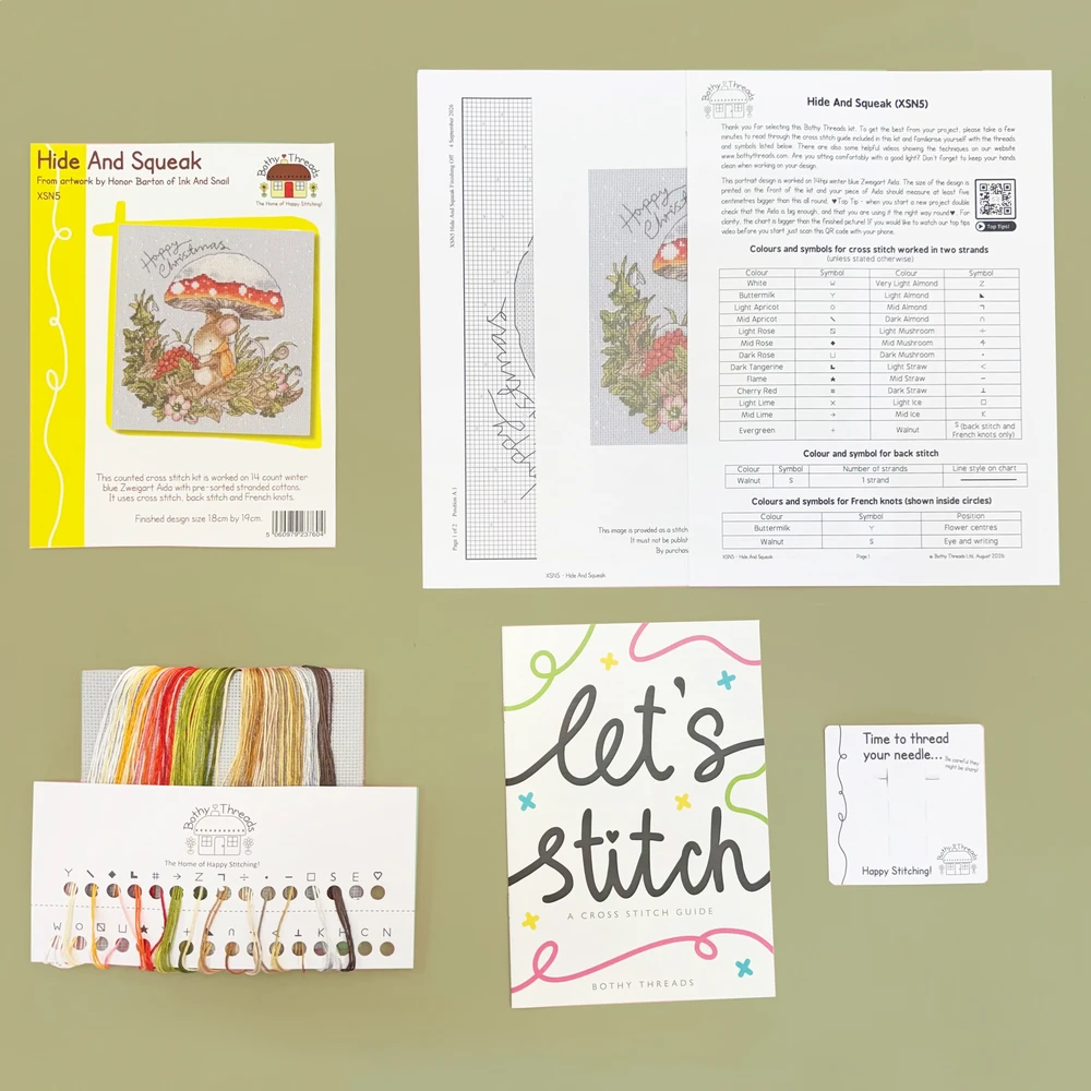Bothy Threads Cross stitch kit "Hide And Squeak" XSN5 18x19 cm