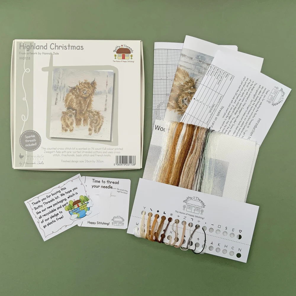Bothy Threads Cross stitch kit "Highland Christmas" XHD128 26x30 cm
