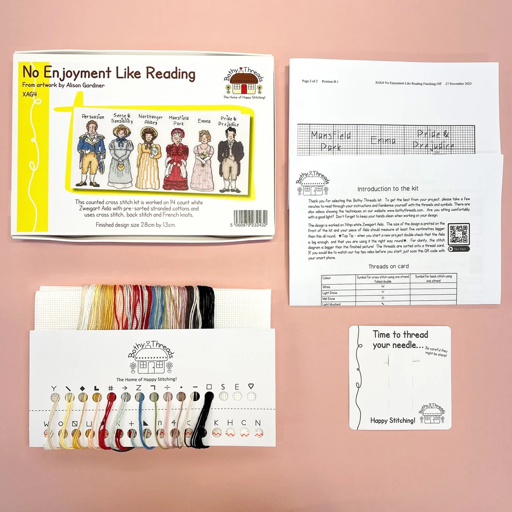 Bothy Threads Cross stitch kit "No Enjoyment Like Reading" XAG4 28x13 cm