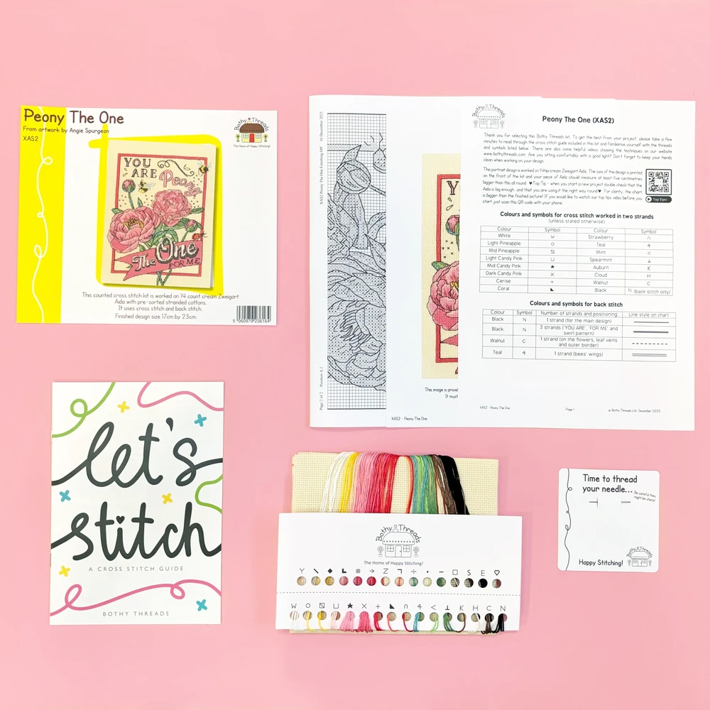 Bothy Threads Cross stitch kit "Peony The One" XAS2 17x23 cm