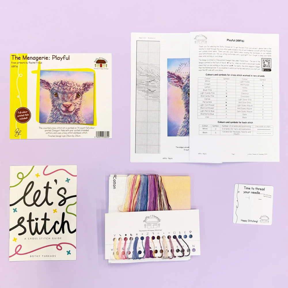 Bothy Threads Cross stitch kit "Playful" XRF16 26 xx 26 cm