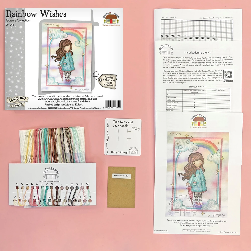 Bothy Threads Cross stitch kit "Rainbow Wishes" XG44 22x30.5 cm