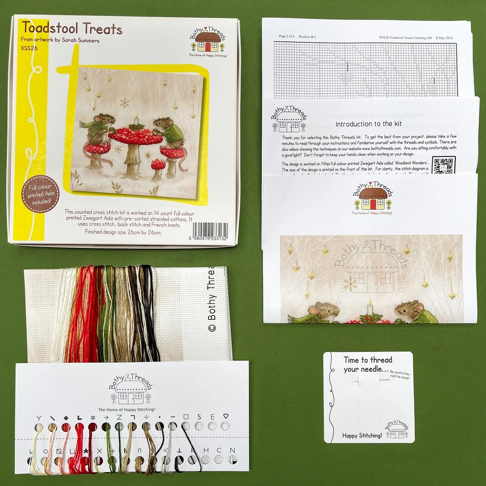 Bothy Threads Cross stitch kit "Toadstool Treats" XSS26 26x26 cm