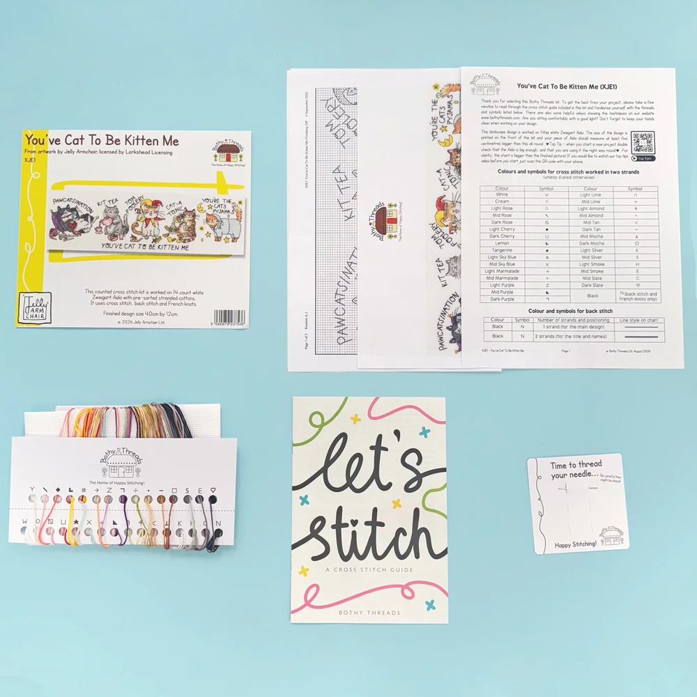 Bothy Threads Cross stitch kit "You've Cat To Be Kitten Me" XJE1 40x12 cm