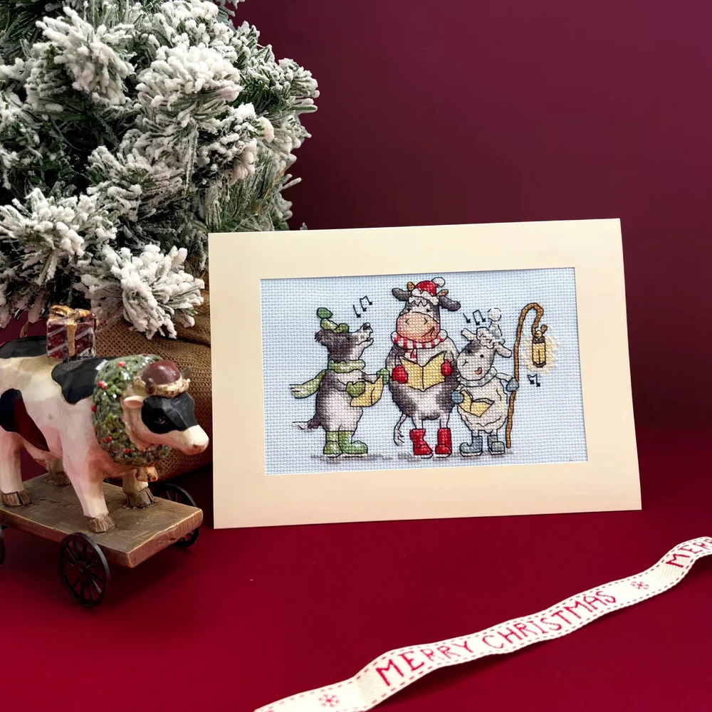 Bothy Threads Cross stitch "Christmas Card - Woof, Moo, Baa!" XMAS74 16x10 cm