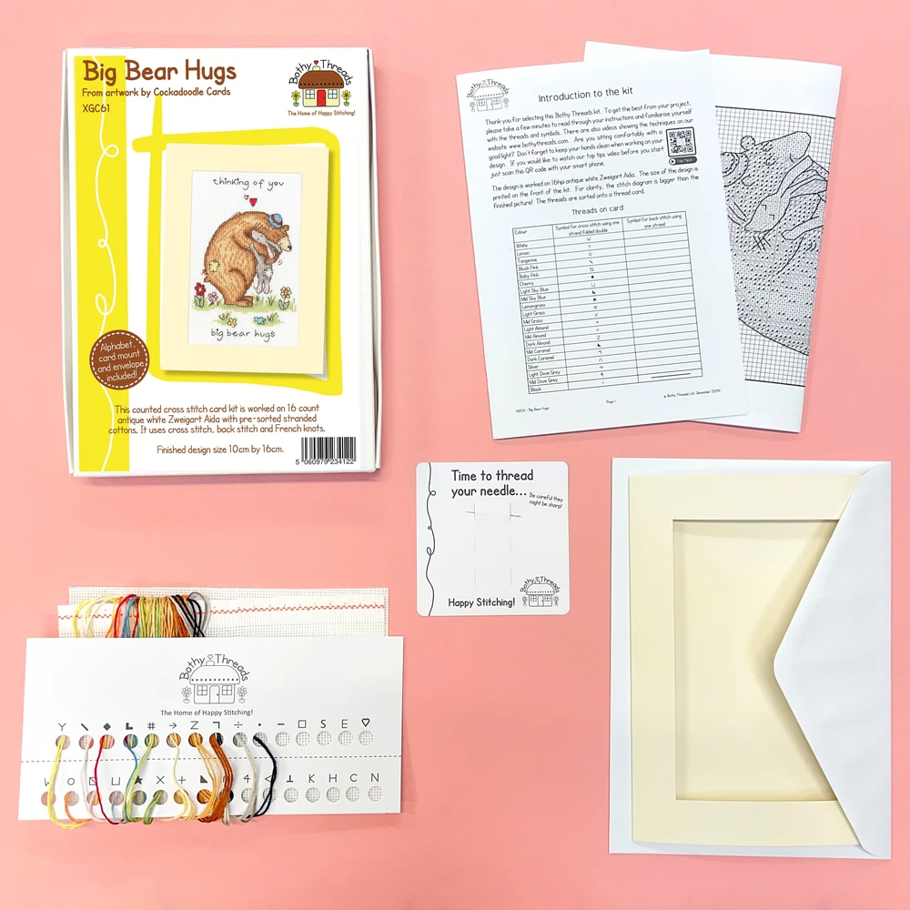 Bothy Threads Cross stitch kit "Greeting Card - Big Bear Hugs" XGC61 10x16 cm
