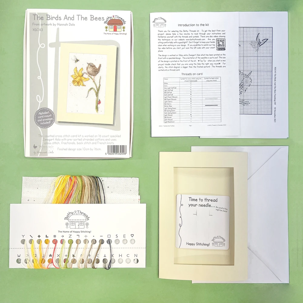 Bothy Threads Cross stitch kit "Greeting Card The Birds And The Bees" XGC43 10x16 cm