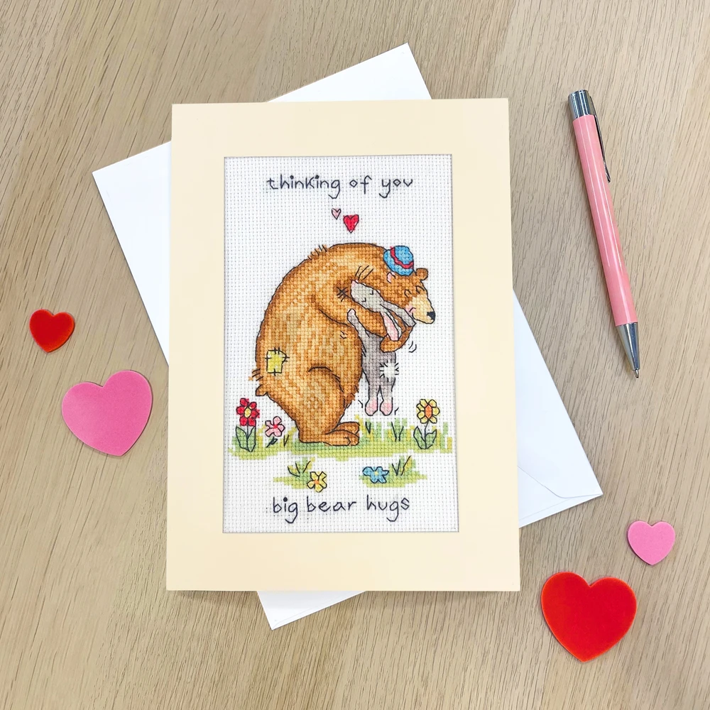 Bothy Threads Cross stitch kit "Greeting Card - Big Bear Hugs" XGC61 10x16 cm