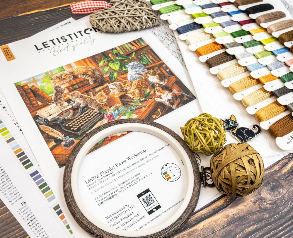 Letistitch Siuvinėjimo kryželiu rinkinys "Žaismingos letenos dirbtuvės" 45 × 32 cm SLETIL9992