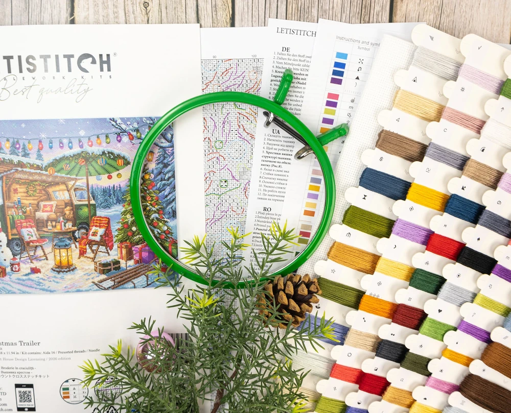 Letistitch Ristinėlės rinkinys "Kalėdinis priekaba" 42x30 cm SLETIL9990