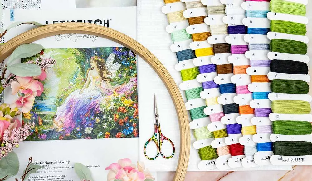 Letistitch Kryželiu siūlų rinkinys "Užburiantis pavasaris" 40x32 cm SLETIL9932