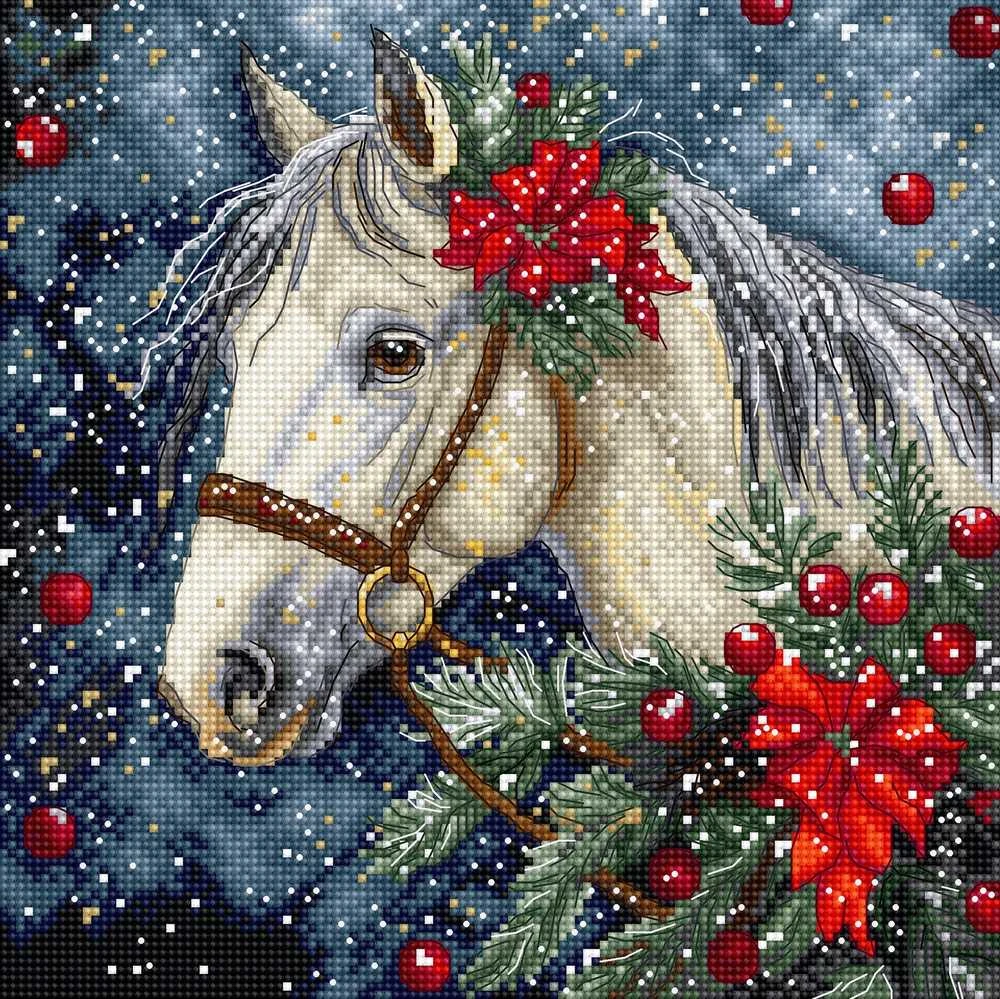 Letistitch Siuvinėjimo kryželiu rinkinys "Žiemos arklys" 20x20cm SLETIL9955